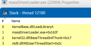 System Informer CET LoadLibraryA call stack