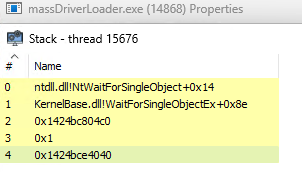 Waiting thread call stack